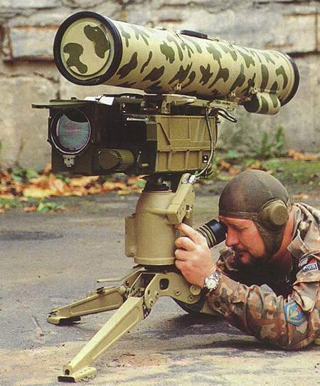 The operator uses either optical or thermal sight to detect and track the target.