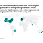 South & Central America is seeing a hiring jump in military industry digital media roles