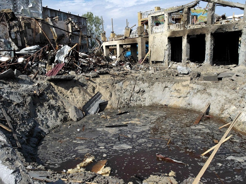 aftermath of a Russian air strike in Ukraine