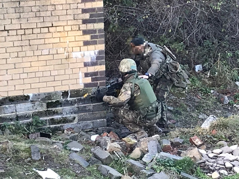 Ukrainian recruit undergoing drills as part of Operation Interflex