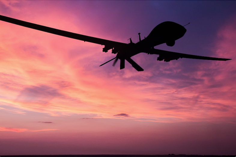 The use of drones for combat purposes in the military is rapidly increasing. Credit: Shutterstock.