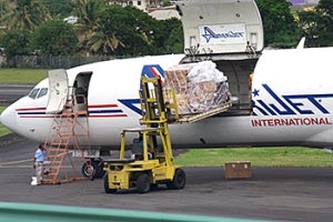 Donation shipment arriving at Kingstown, Saint Vincent