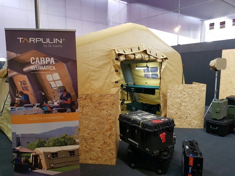 Tarpulin exhibits rapid deployment tent at SITDEF 2017
